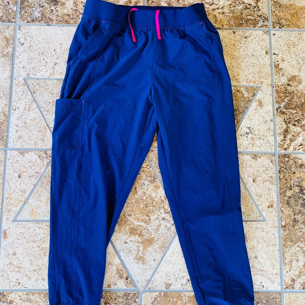 HeartSoul Miracle Knit Dark Blue Jogger Scrub Pants (Sz:XL)